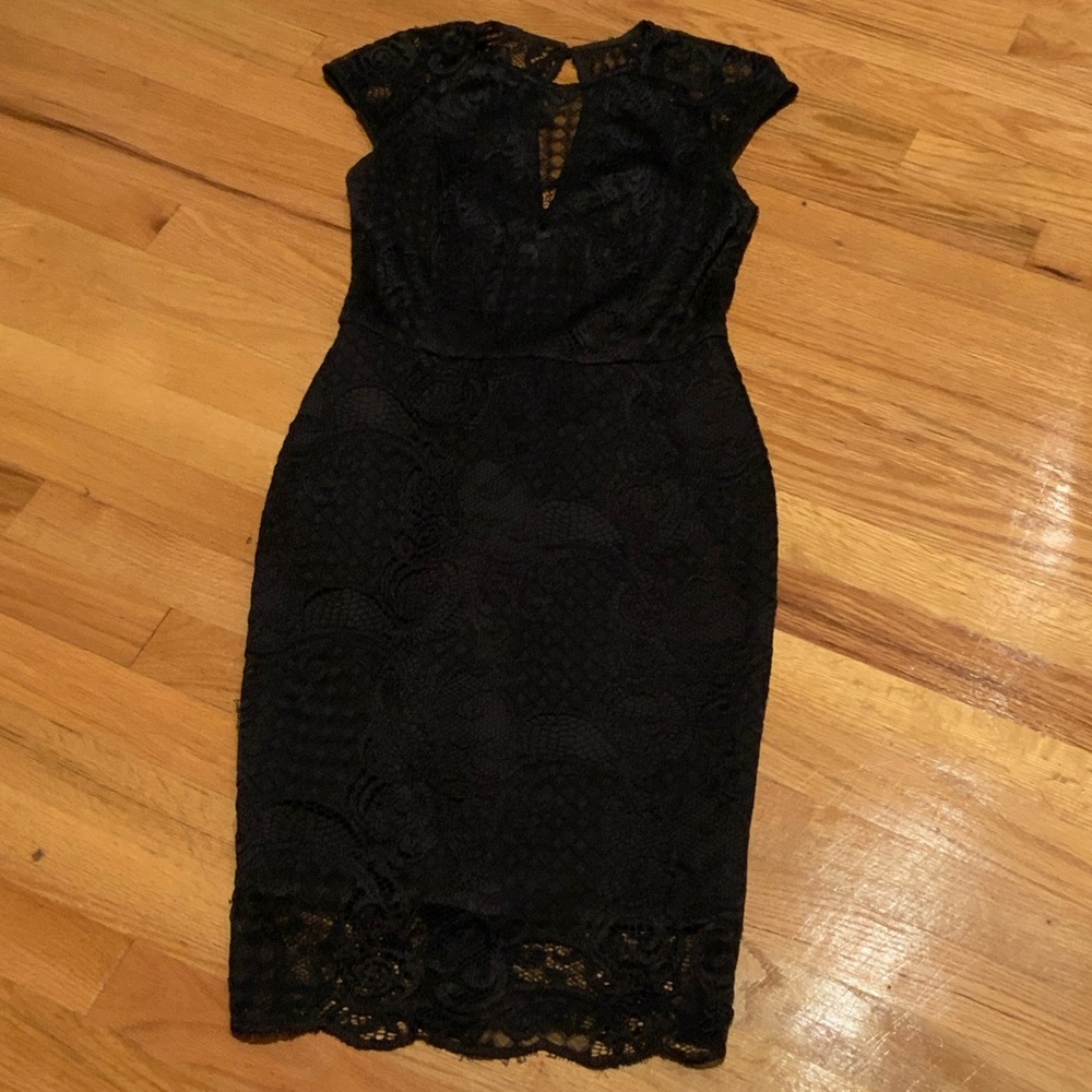 Guess Black Lace Midi Dress